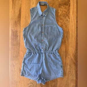 Topshop Moto Chambray Denim Romper | Size 4 (UK 8/ EU 36)